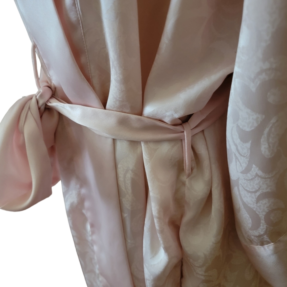 VICTORIA'S SECRET | Vintage 80's 90's Gold Label Pink TIe Front Robe - Picture 4 of 10